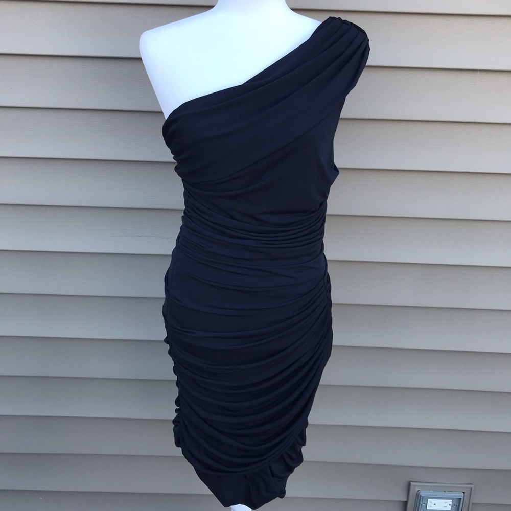 Vera Wang Lavender Label Navy Off Shoulder Dress 8
